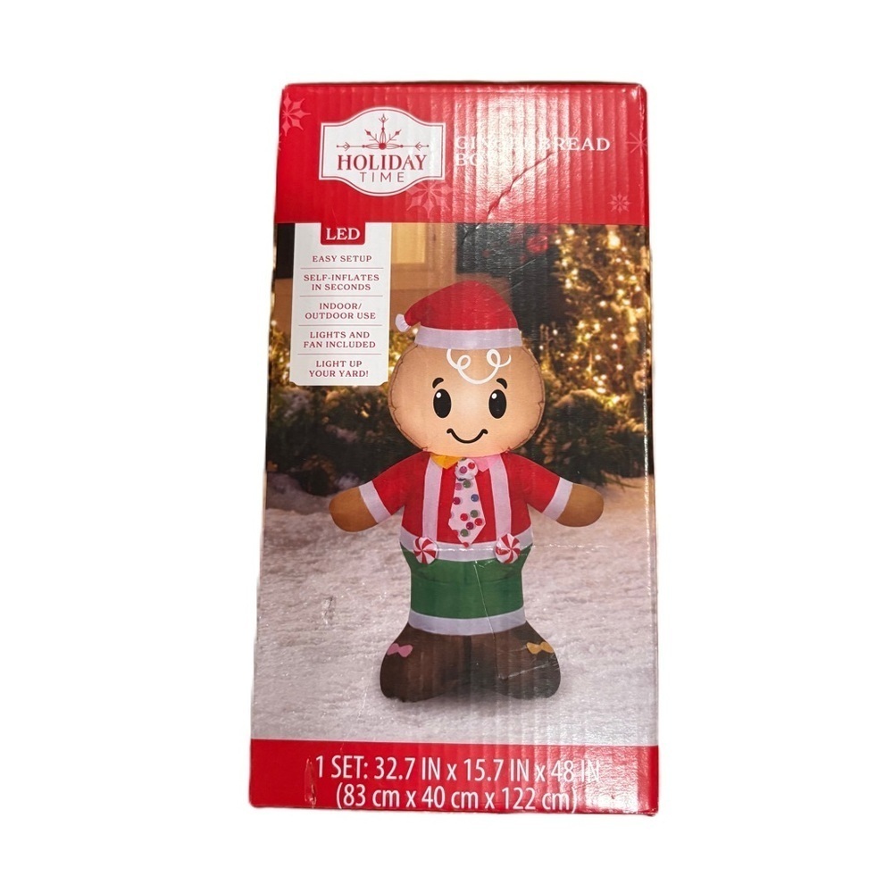 Holiday Time LED Gingerbread Inflatable NEW Man Christmas Decor Santa Elf